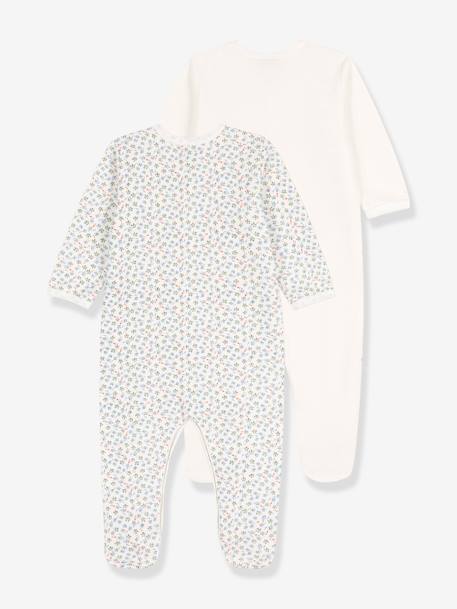 Lote de 2 pijamas pelele para bebé de algodón bio PETIT BATEAU blanco 