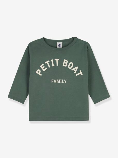 Camiseta de manga larga para bebé de algodón orgánico PETIT BATEAU verde 
