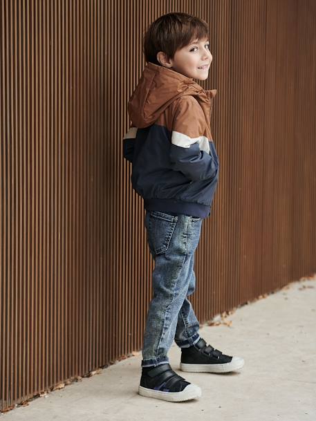 Cazadora cortaviento colorblock, niño AZUL OSCURO LISO CON MOTIVOS+BEIGE OSCURO LISO CON MOTIVOS 