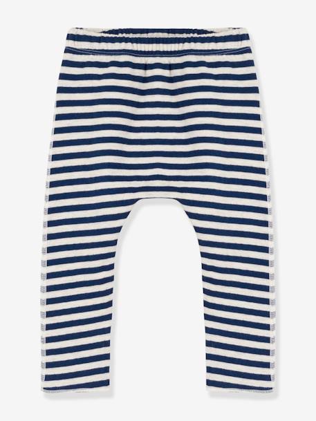 Pantalón a rayas de tejido túbico para bebé - PETIT BATEAU azul 