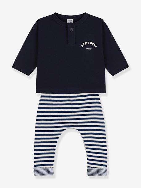 Conjunto regalo bebé: camiseta y pantalón - PETIT BATEAU azul marino 