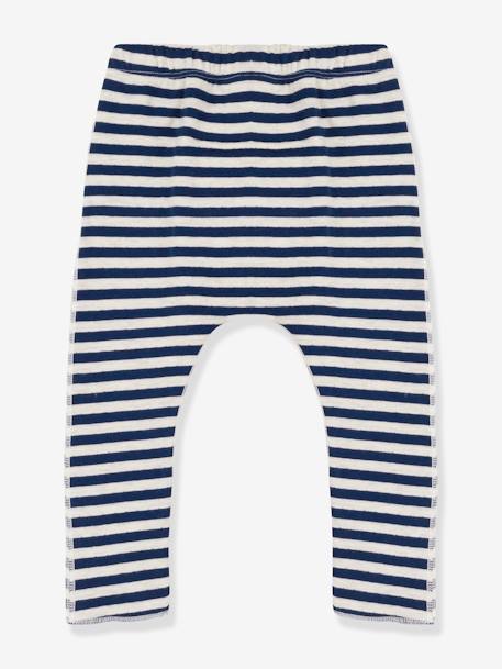 Pantalón a rayas de tejido túbico para bebé - PETIT BATEAU azul 