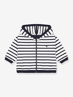 Bebé-Sudaderas, jerséis y chaquetas de punto-Sudadera con capucha a raya marinera, para bebé - PETIT BATEAU