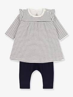 Bebé-Conjuntos-Conjunto de vestido marinero + legging para bebé PETIT BATEAU