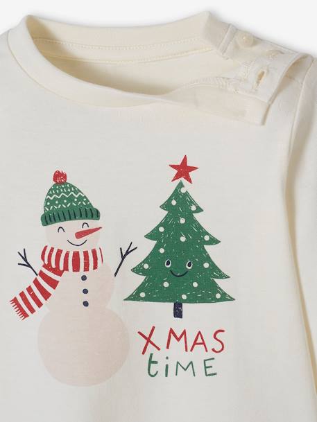 Camiseta de fiesta para bebé «Christmas time» crudo 
