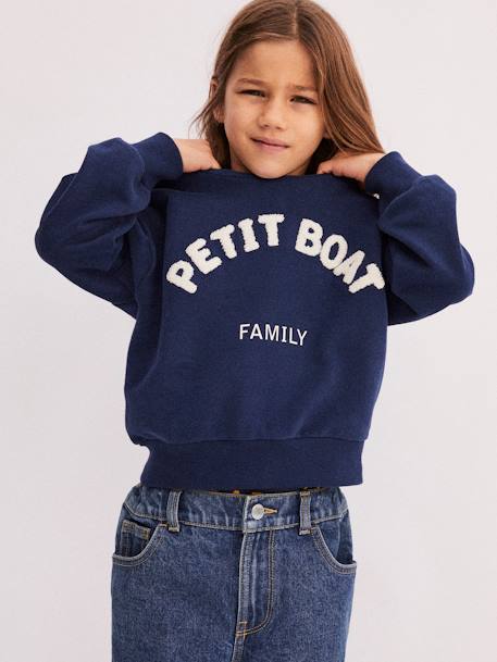 Sudadera de felpa infantil de algodón bio PETIT BATEAU azul 