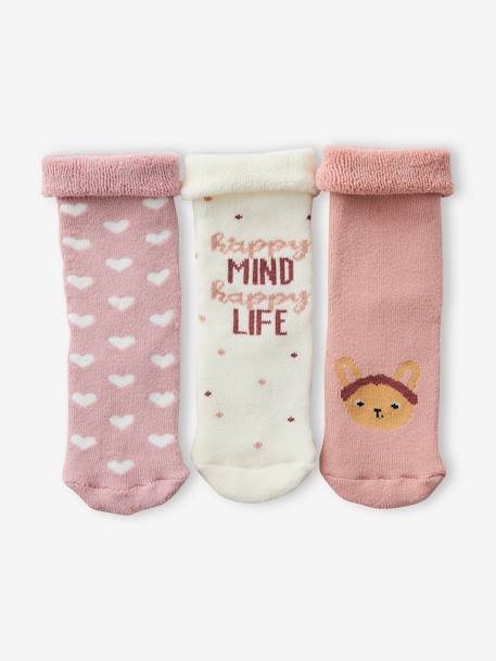 Lote de 3 pares de calcetines Conejitos y Corazones, bebé niña rosa maquillaje 