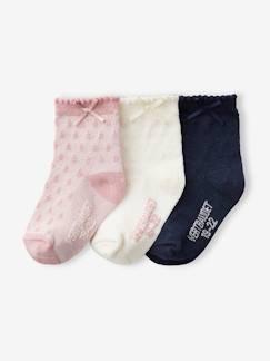 -Lote de 3 pares de calcetines de punto calado para bebé niña