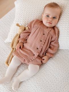 Bebé-Vestidos, faldas-Vestido de gasa de algodón y su braguita a juego, bebé