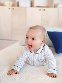 Bebé-Pijamas-Pelele a rayas de algodón aterciopelado delante, para bebé niño