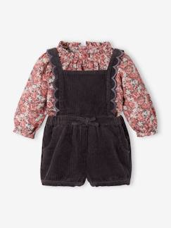 Bebé-Shorts-Conjunto para bebé niña con blusa y peto corto de pana
