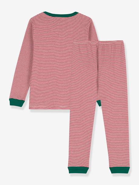 Pijama milrayas de algodón bio PETIT BATEAU rojo 