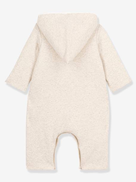 Mono con capucha para bebé de algodón orgánico PETIT BATEAU beige jaspeado 