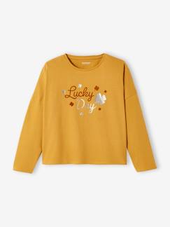 Niña-Camisetas-Camiseta "lucky" con detalles irisados y flocado de terciopelo, para niña