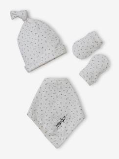 Bebé-Accesorios-Gorros, bufandas, guantes-Conjunto personalizable, de gorro + manoplas + fular + bolso de punto estampado para bebé niña