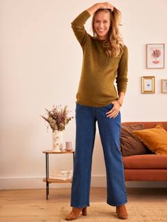 Ropa Premamá-Pantalones embarazo-Vaquero Wide Leg para embarazo, entrepierna 78 cm