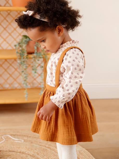 Bebé-Conjuntos-Conjunto de 3 prendas: camiseta + cinta del pelo + falda con tirantes para bebé recién nacido