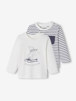Bebé-Camisetas-Pack de 2 camisetas con motivo animal y rayas, bebé