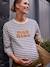 Camiseta marinera para embarazo y lactancia, de algodón orgánico AZUL OSCURO A RAYAS+VERDE MEDIO A RAYAS 