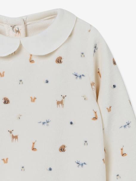 Pijama de terciopelo con estampado de animales CYRILLUS para bebé beige 