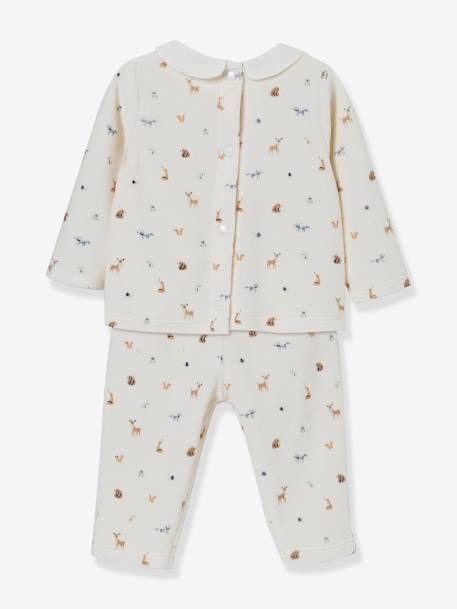 Pijama de terciopelo con estampado de animales CYRILLUS para bebé beige 