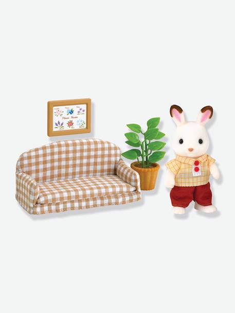 5013 - Papá Conejo Chocolate con salón SYLVANIAN FAMILIES BEIGE MEDIO ESTAMPADO 
