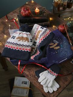 Niño-Estuche de Navidad con gorro + snood + guantes de oso para niño