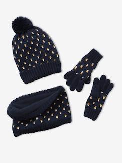 Niña-Accesorios-Gorros, bufandas, guantes-Conjunto de gorro + snood + manoplas Corazones, niña
