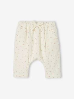 Bebé-Pantalones, vaqueros -Pantalón árabe de gasa de algodón con forro, bebé