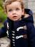 Abrigo trenca austríaca con capucha, para bebé AZUL OSCURO LISO CON MOTIVOS+GRIS MEDIO A RAYAS 