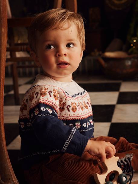 Bebé-Sudaderas, jerséis y chaquetas de punto-Jersey jacquard de Navidad para bebé