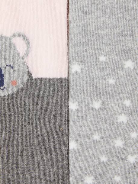 Pack de 2 pares de leotardos de punto con lunares/koala, para bebé GRIS CLARO BICOLOR/MULTICOLOR 