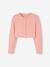 Chaqueta corta de punto pointelle para niña crudo+rosa chicle 