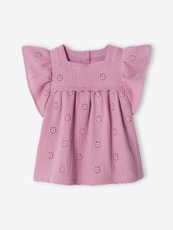 Niña-Camisas y Blusas-Blusa de gasa de algodón con bordado de flores para niña