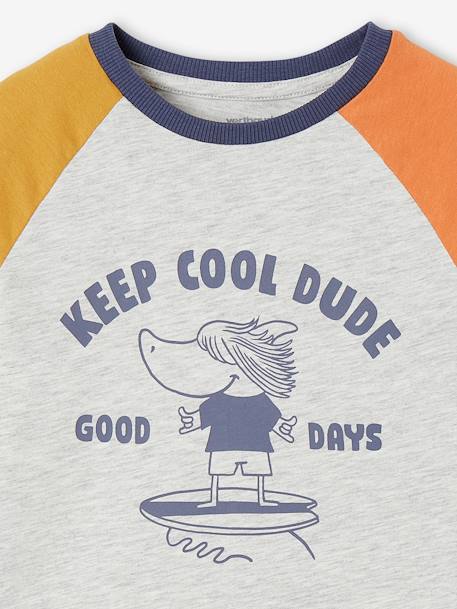 Camiseta colorblock con motivo de tiburón para niño gris jaspeado 