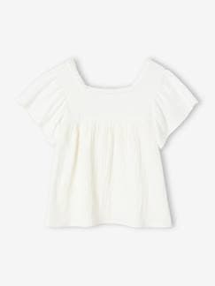 Niña-Camisetas-Camisetas-Blusa de dos tejidos para niña