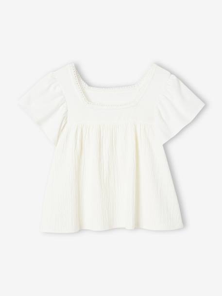 Blusa de dos tejidos para niña crudo 