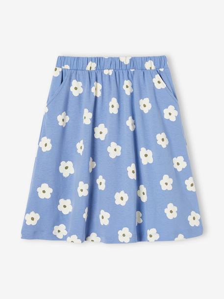 Falda larga con estampado para niña azul azur+rosa maquillaje 