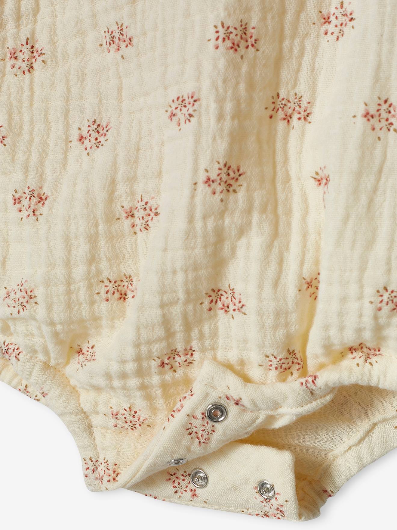 Body de gasa de algodón y manga larga con estampado de flores para bebé  recién nacido crudo - Vertbaudet