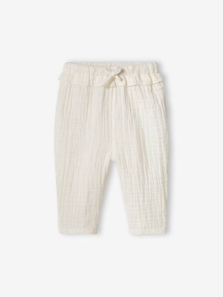 Pantalón de gasa de algodón para bebé crudo+rosa rosa pálido+rosa viejo 