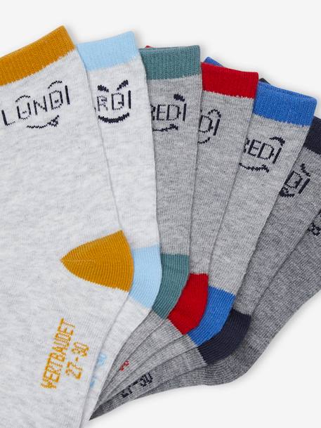 Pack de 7 pares de calcetines medianos «Fun» para toda la semana gris jaspeado 