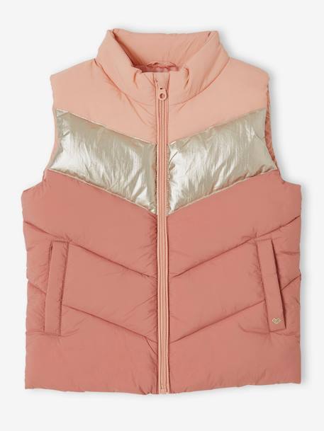 Chaleco acolchado colorblock para niña arcilla 