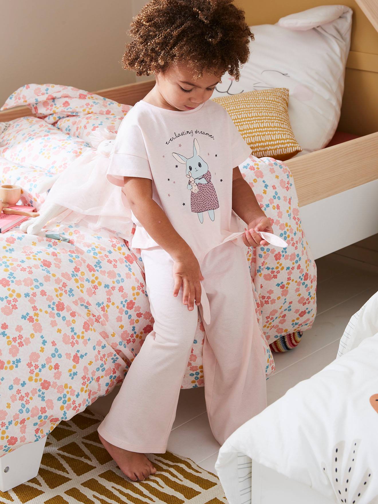 Pijama para niña rosa pálido - Vertbaudet