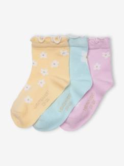 Bebé-Calcetines, leotardos-Lote de 3 pares de calcetines «Margaritas» para bebé niña