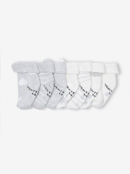 Lote de 7 pares de calcetines «nubes y osos» para bebé gris jaspeado 