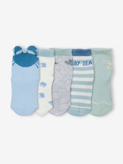 Bebé-Calcetines, leotardos-Lote de 5 pares de calcetines «Sea baby» para bebé