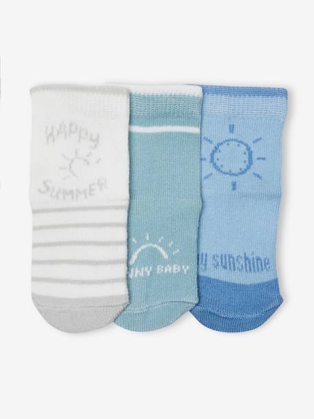Lote de 3 pares de calcetines «Sunny» para bebé azul azur 
