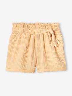 Niña-Shorts y bermudas-Short de gasa de algodón estilo "paperbag" niña