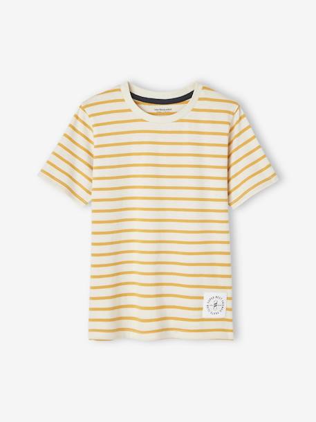 Camiseta de manga corta y estilo marinero para niño AZUL FUERTE A RAYAS+rayas amarillas+VERDE MEDIO A RAYAS 