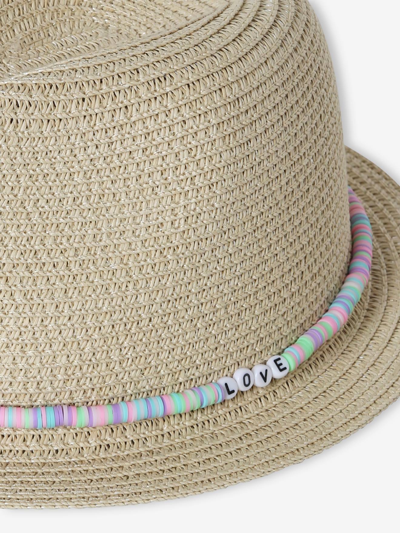 Sombrero Panamá estilo paja, para niño beige claro liso con motivos -  Vertbaudet